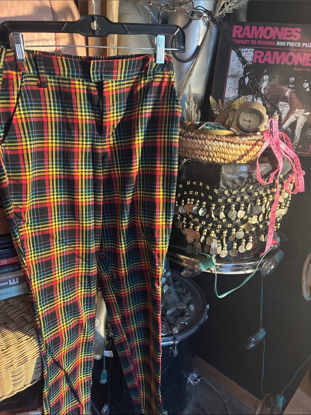 Hot Topic Black Red Yellow Plaid Trousers